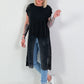 Mesh shirt with overlapping hole pattern - black