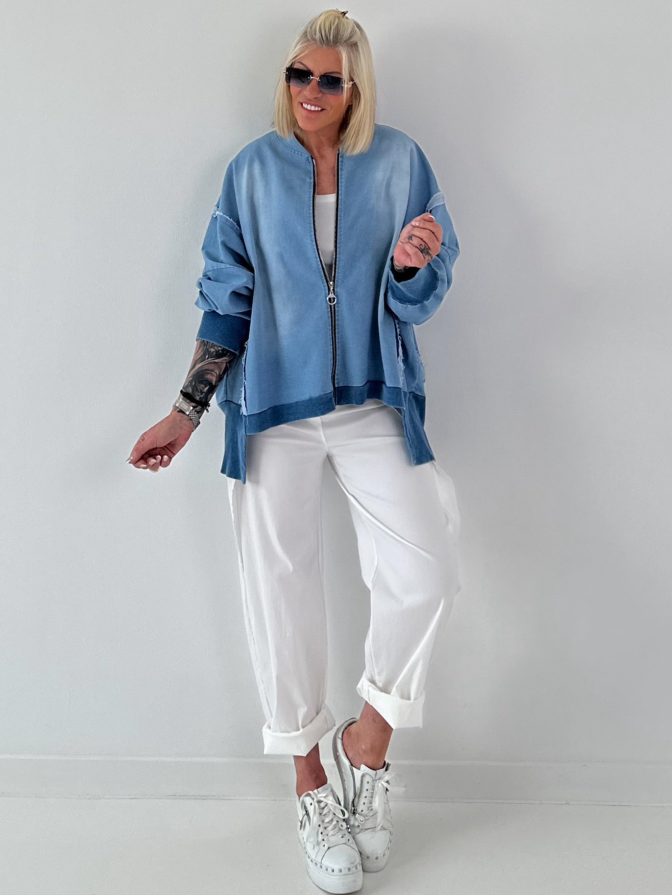 Oversized Jeansjacke - hellblau