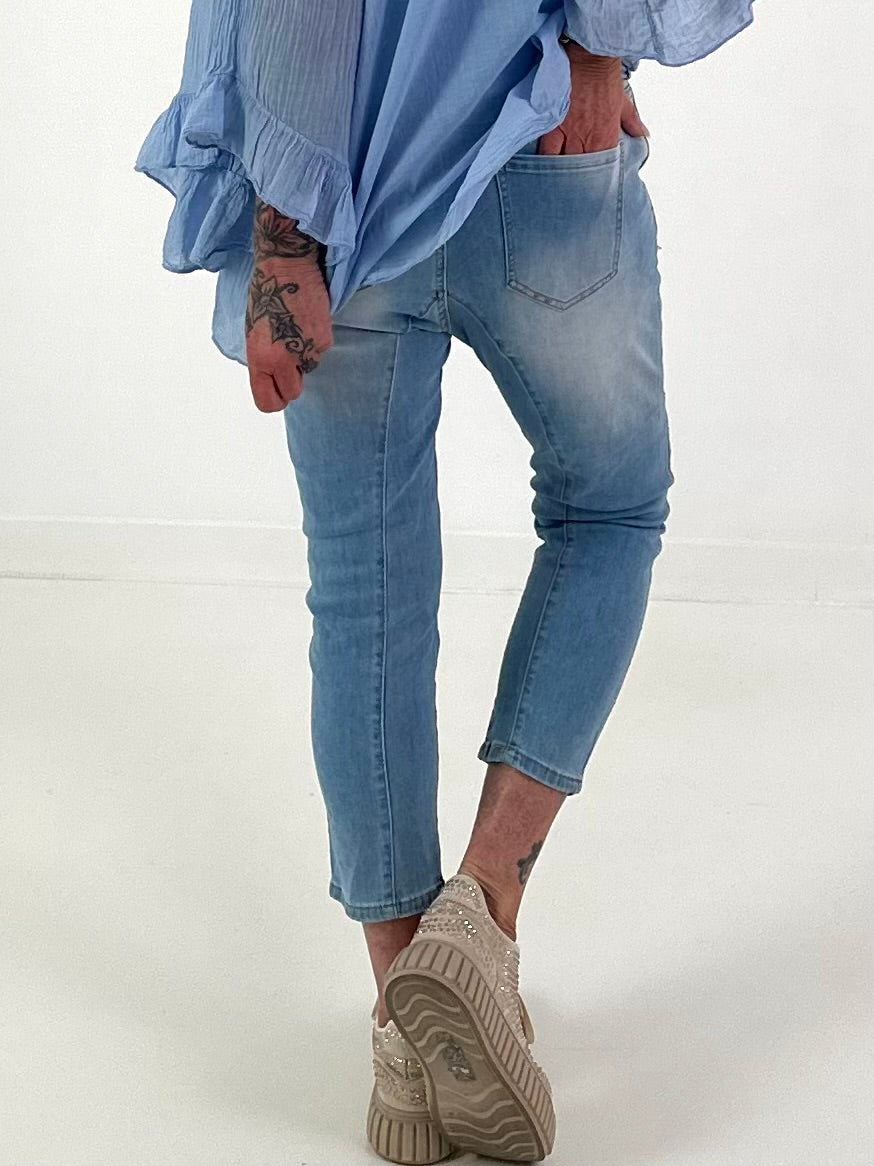Boyfriend Jeans with rhinestones - denim