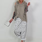 Leinen Shirt mit Ösen und Schulter Cut-Outs - taupe