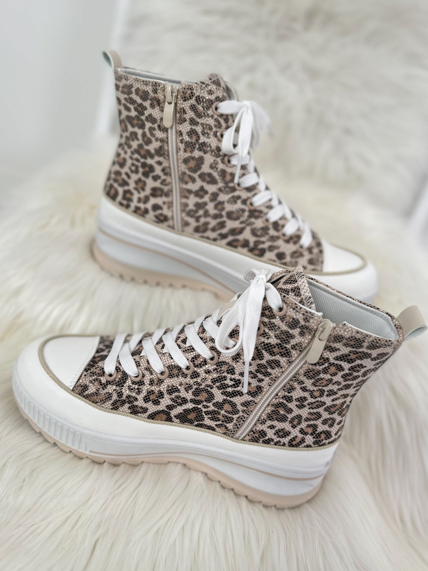 High Sneaker Leo - weiss-beige