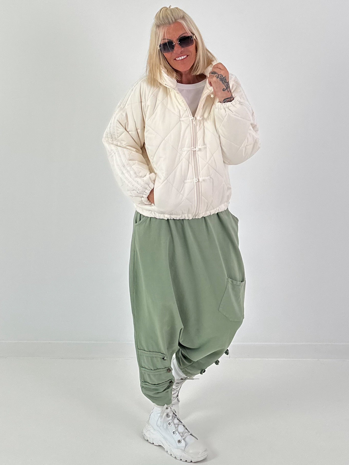 Bomberjacke mit Kapuze - creme