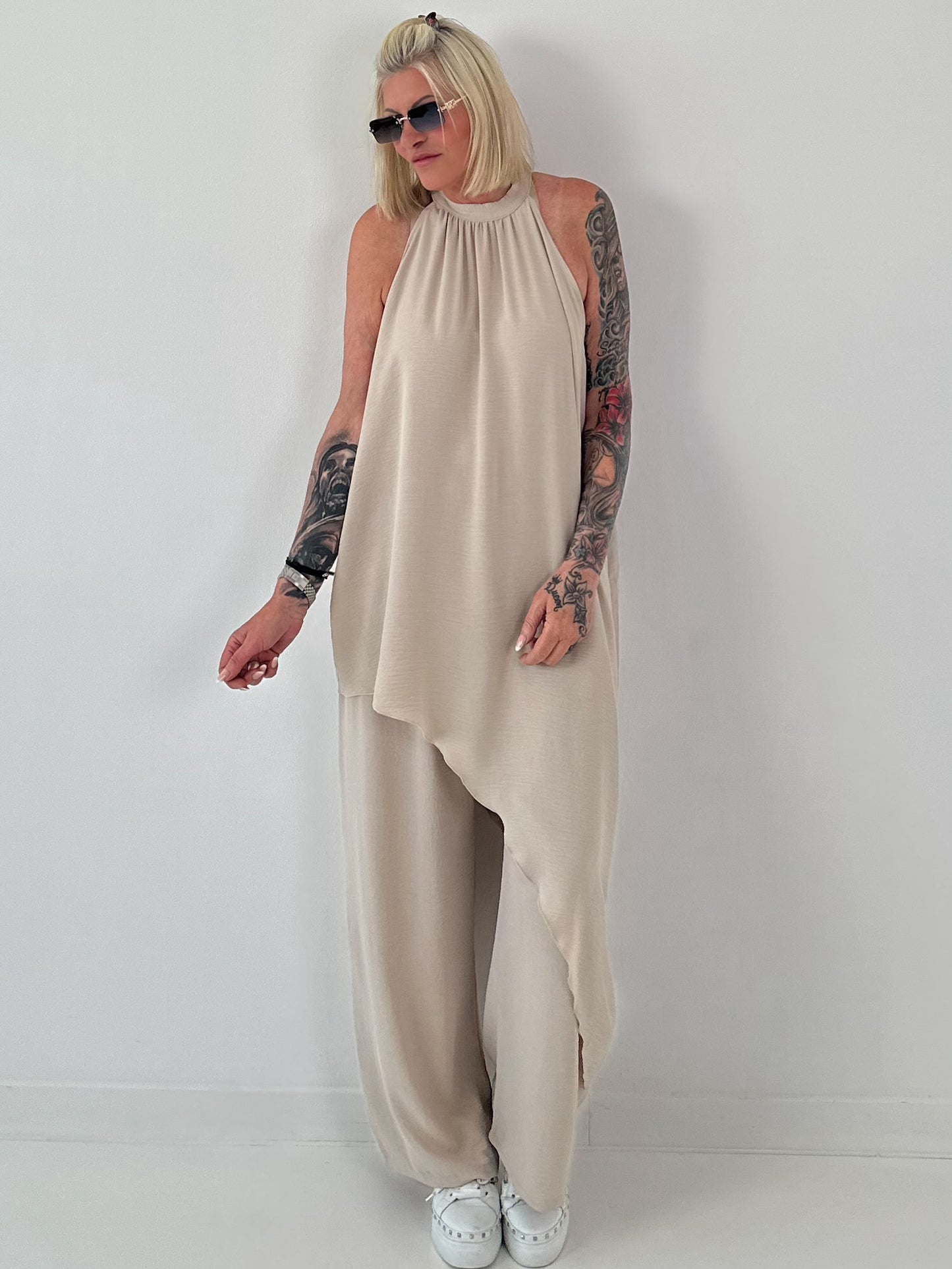 Leichter Zweiteiler asymmetrisch - beige