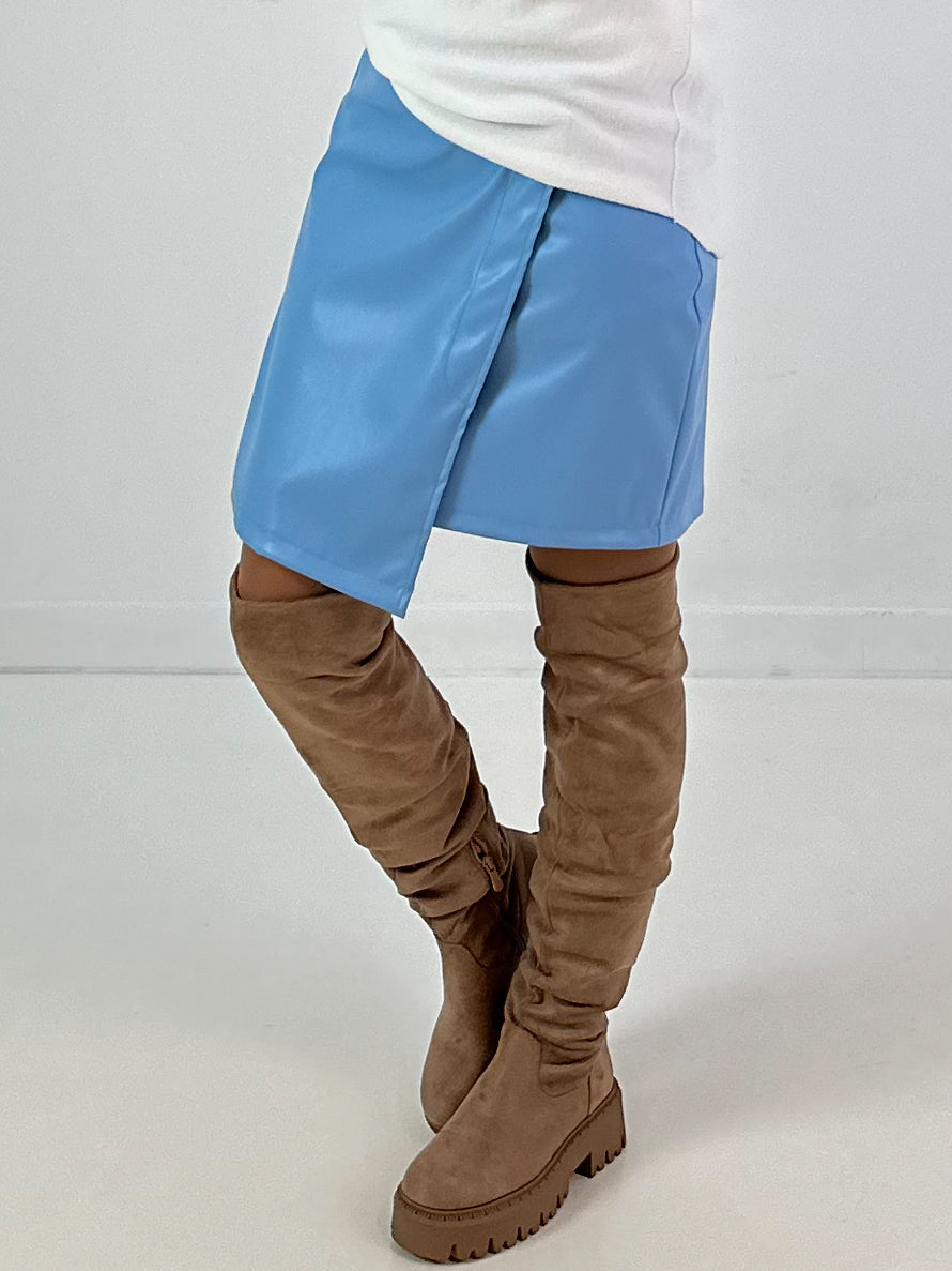 Leather-look skirt, model "Fearless Faux" - blue