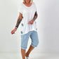 T-Shirt with side eyelets - white