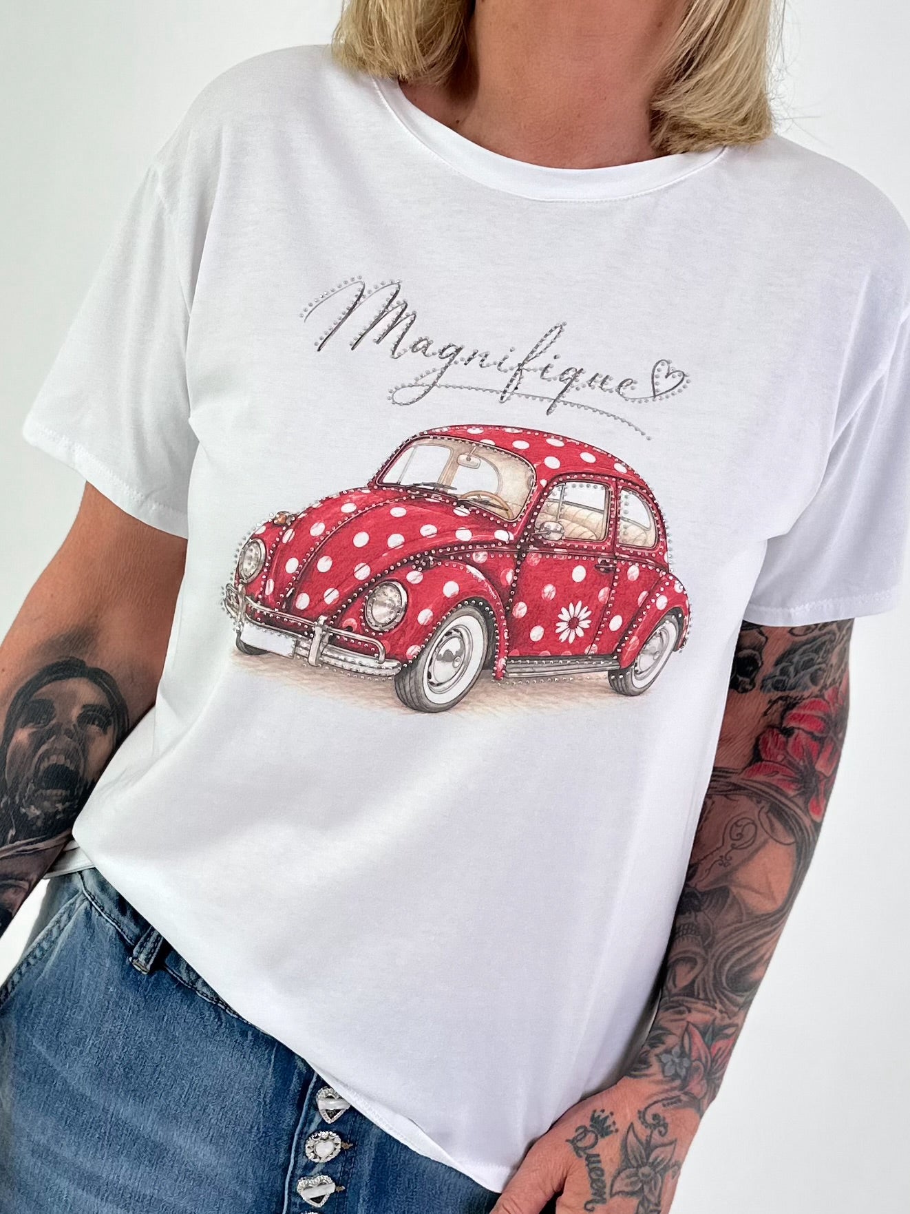 T-Shirt Magnifique - white-red