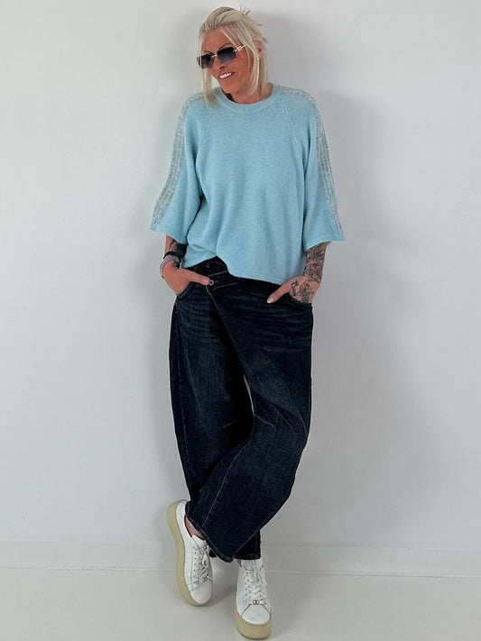 Pullover mit halbem Arm - hellblau