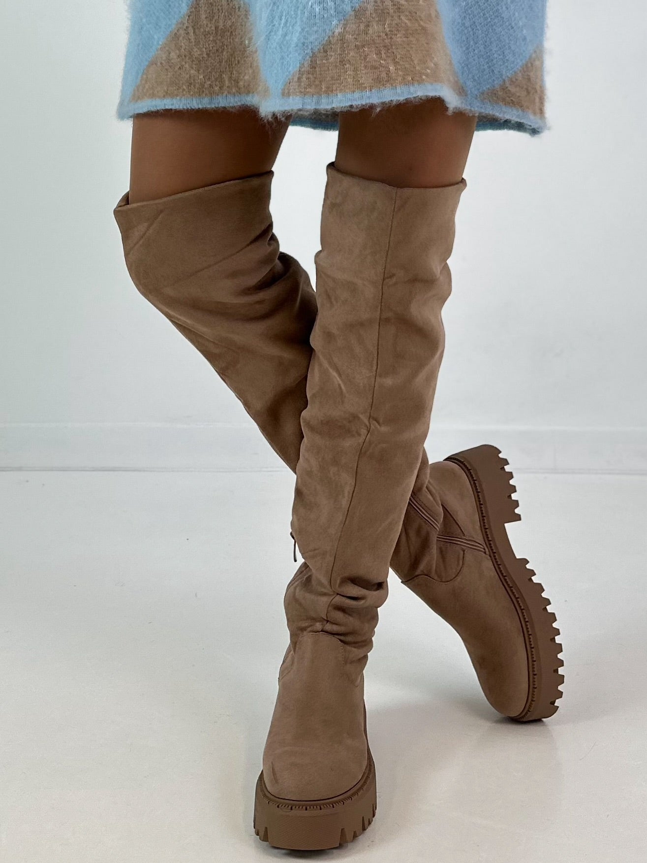 Over-the-knee boots, model "Wild High" - beige
