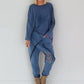 Sweat Baggy mit Strassapplikation - jeansblau