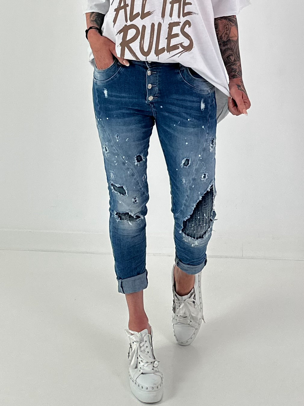Melly & Co. Jeans with distressed details - blue