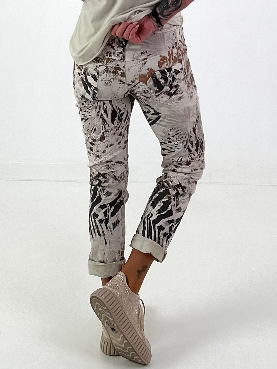 Hose mit All-Over Muster - taupe-mehrfarbig