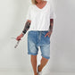 Gathered Hem T-Shirt - white