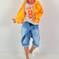 Jeansjacke in Destroyed Optik - neonorange