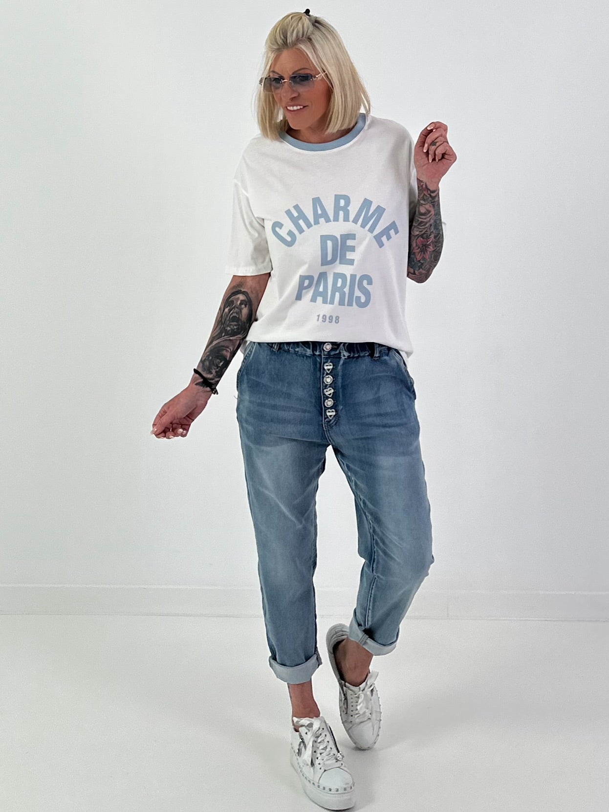 T-Shit Charme - weiss-hellblau
