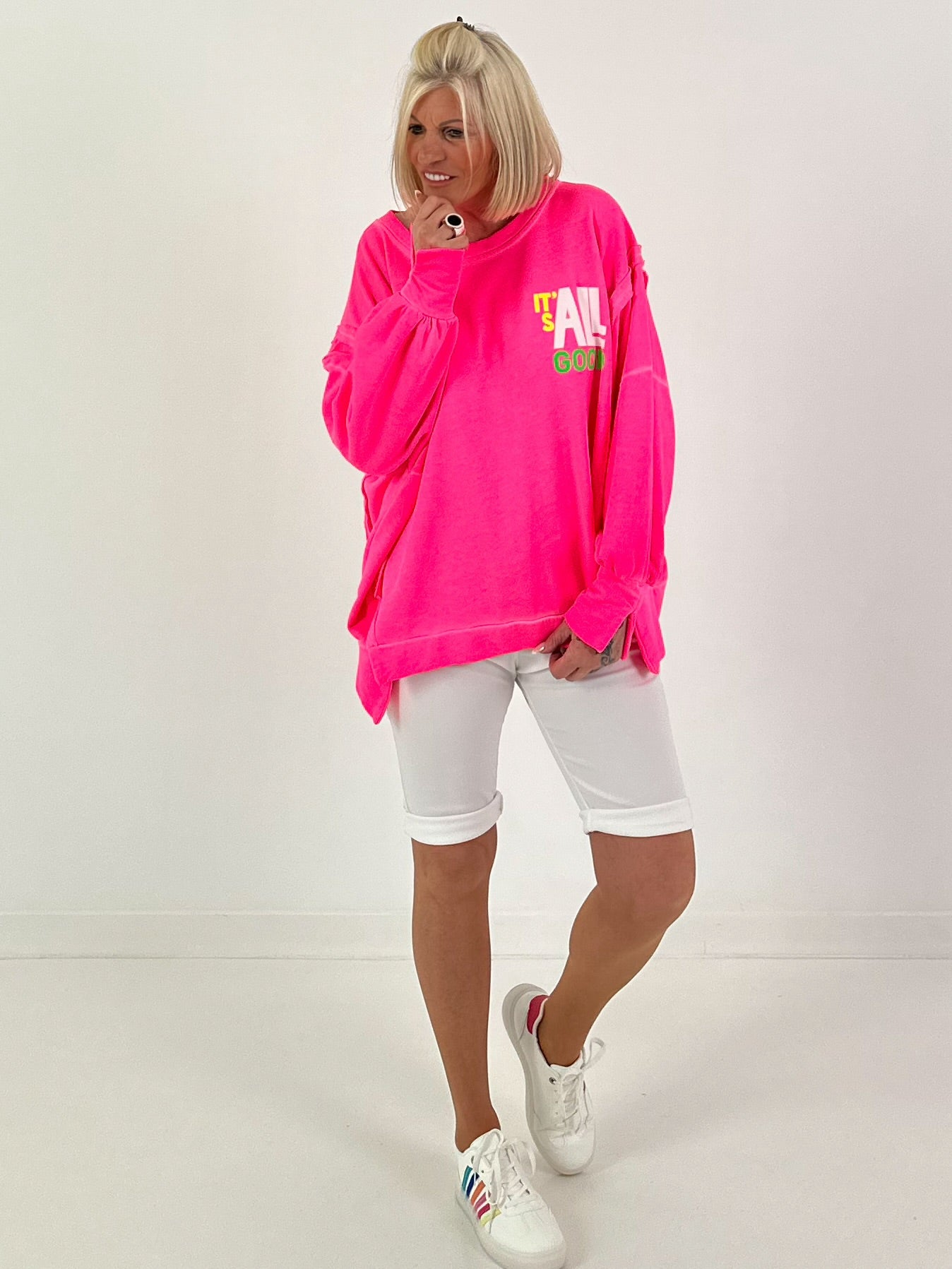 Sweater It's All Good - neon pink