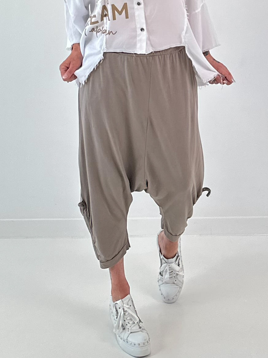 Sweatshirt Baggy mit Beinraffung - taupe