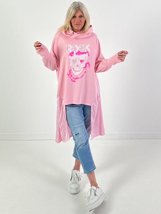 Hoodie model "Sparkle Skull" - pink
