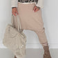 Baggy Hose mit Patten - beige
