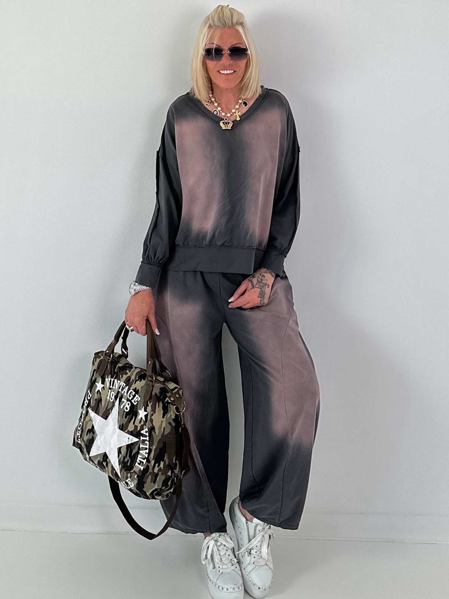 Lässiges Sweatshirt im Used-Look - anthrazit