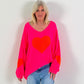 Oversized trui model "Heart Flair" - neonroze