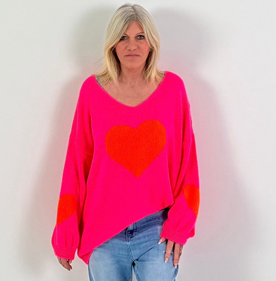 Oversized trui model "Heart Flair" - neonroze