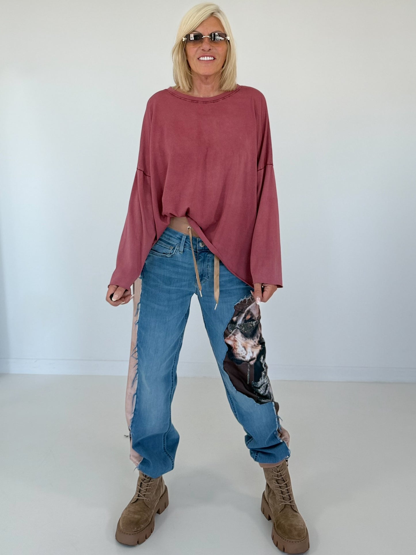 Oversized Shirt stone washed - berry