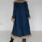 Jeansmantel mit Fell- denim