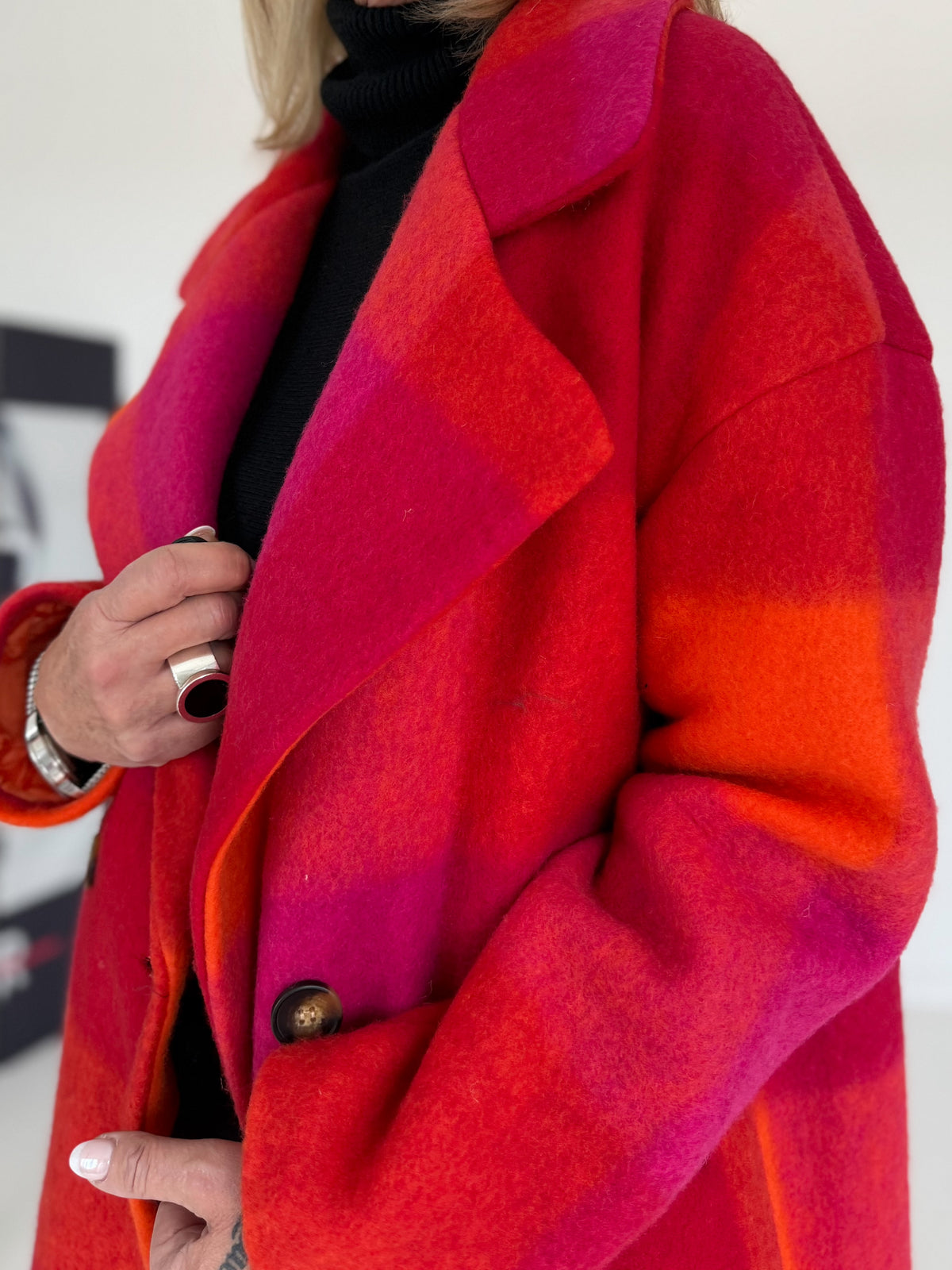 Mantel im Color-Block-Muster - mehrfarbig