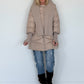 Winterjacke 2 Looks mit Stulpenärmeln und abnehmbarem Strickeinsatz - beige