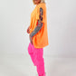 Shirt mit Nieten und Cut-Outs - neonorange