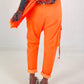 Baggy Hose mit aufgesetzter Cargo Tasche - neonorange