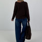 Knitted Cut-Out Sweater - mocha