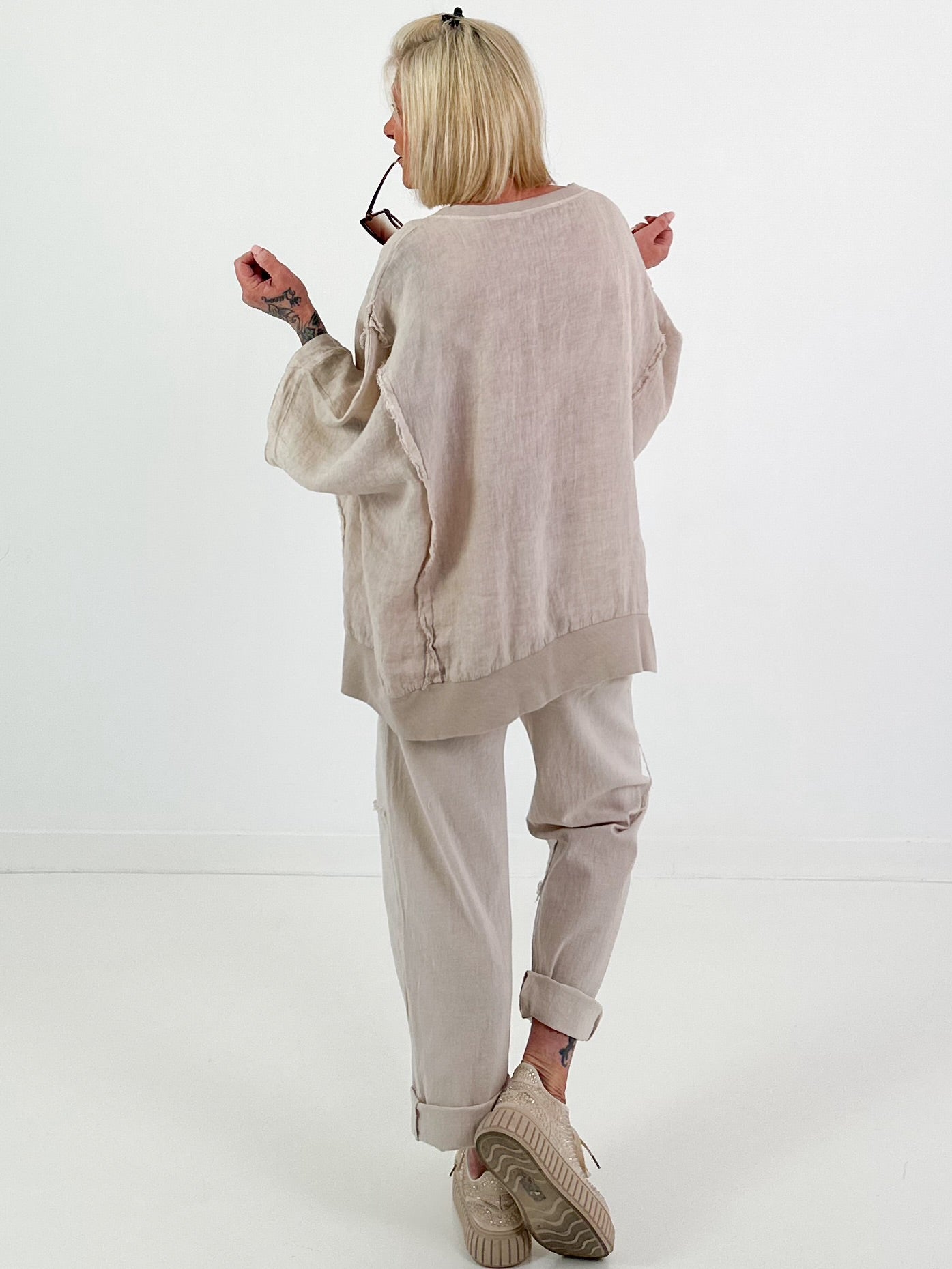 Oversized Linen Shirt - beige