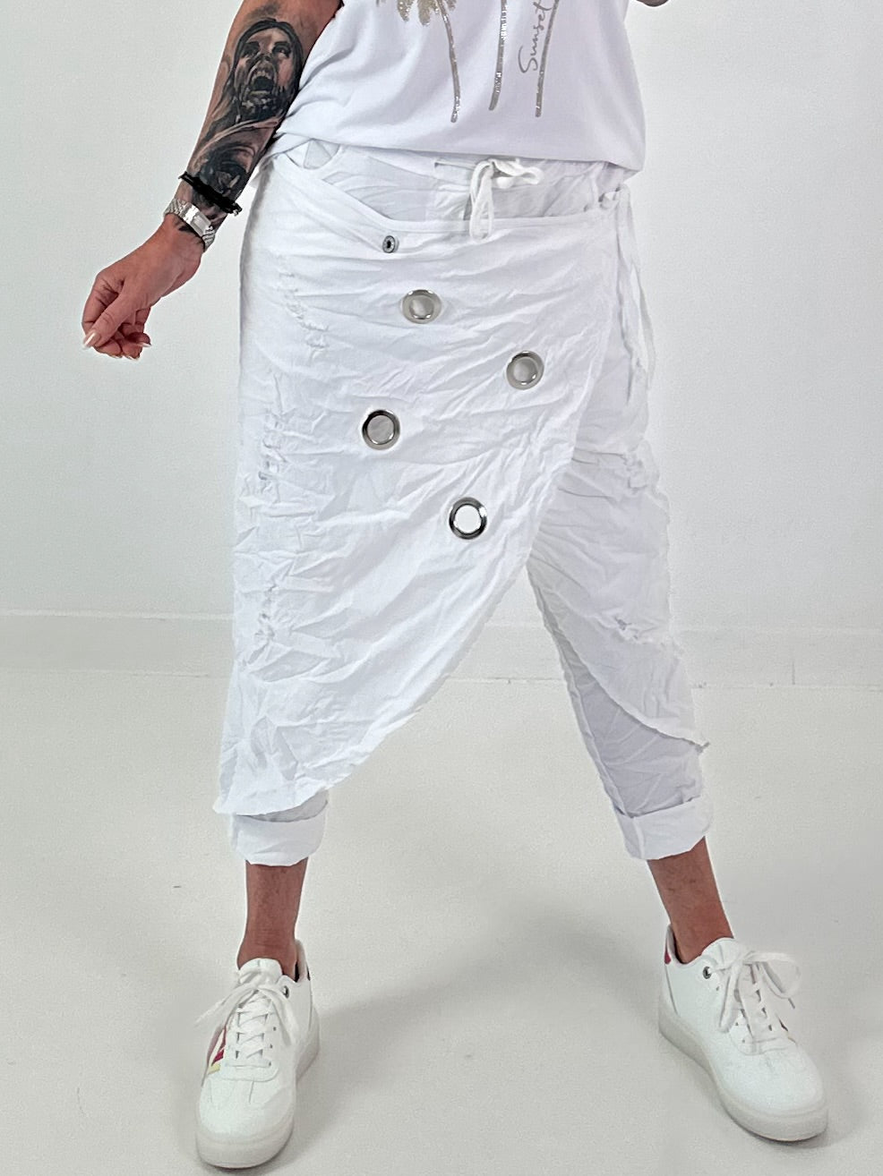 Stylische Hose im Knit-Look - weiss (lieferbar ab ca. 30.05.2026)