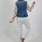 Denim jacket with crocheted sleeves - denim