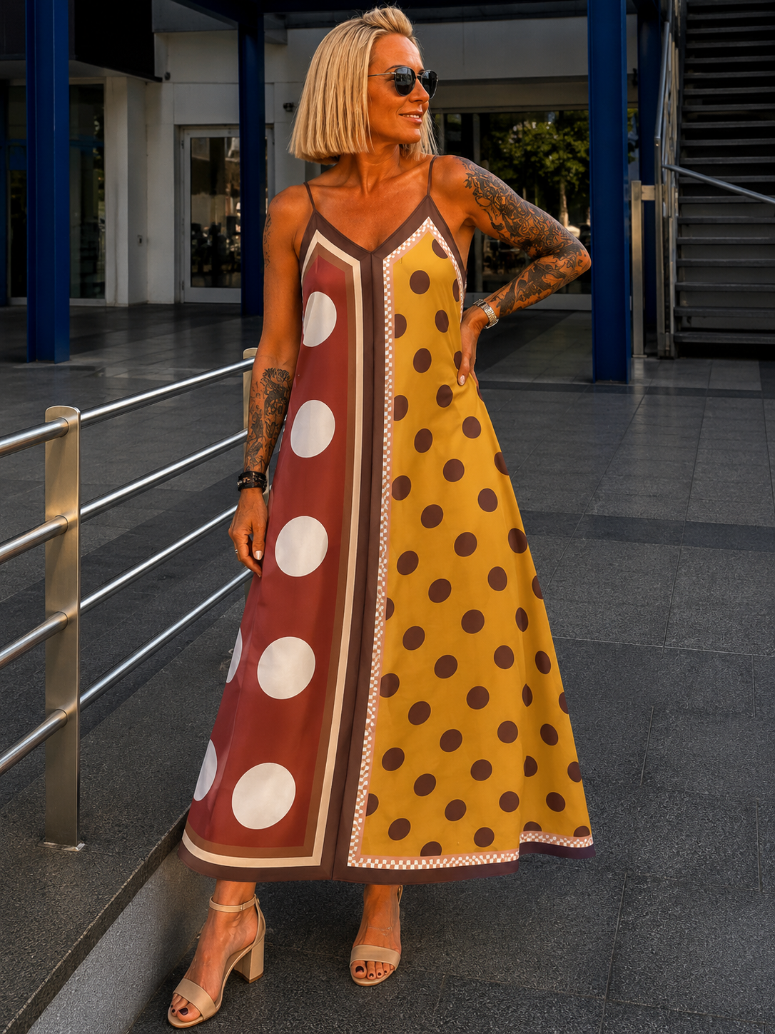 Luftiges Sommerkleid mit Print - mokka - mehrfarbig