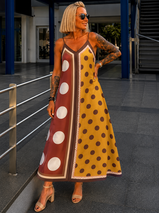 Luftiges Sommerkleid mit Print - mokka - mehrfarbig
