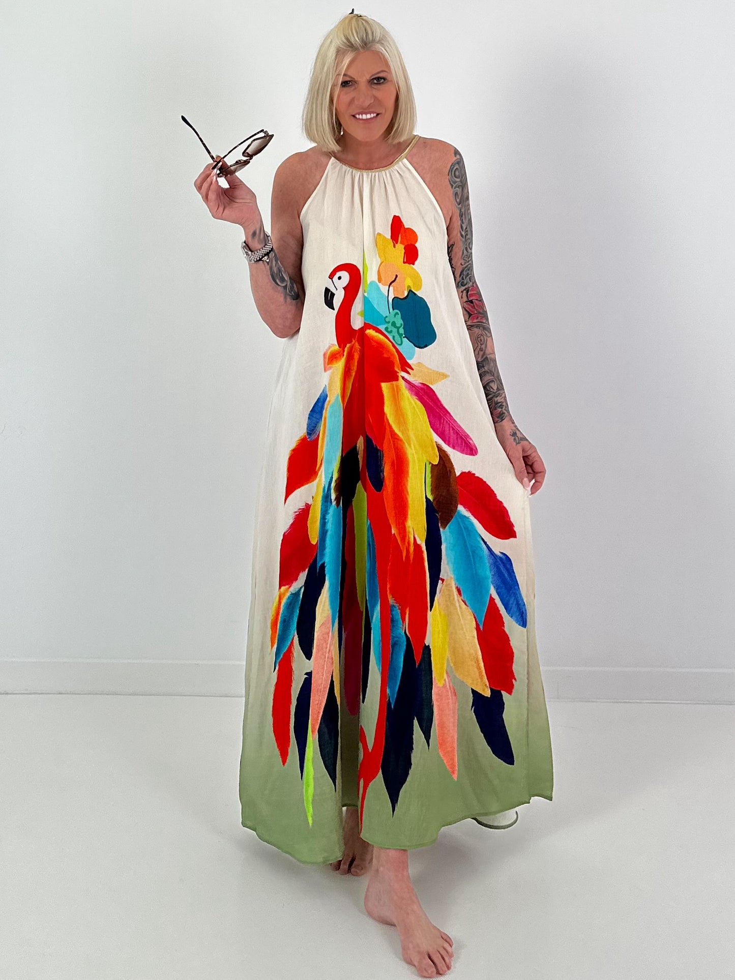 Kleid mit Print und Farbverlauf - khaki-mehrfarbig