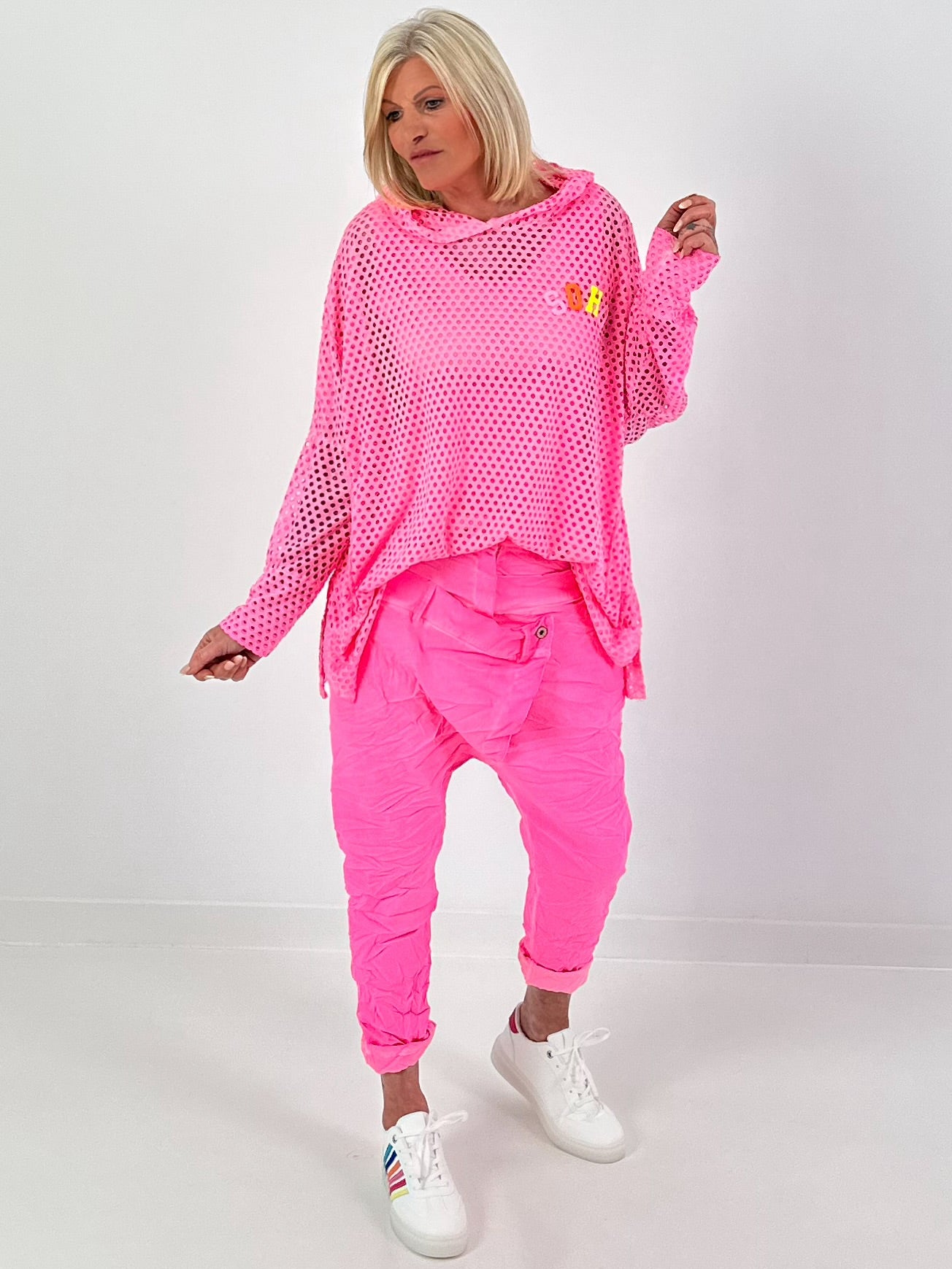 Oversized Mesh Hoodie Soho - neon pink