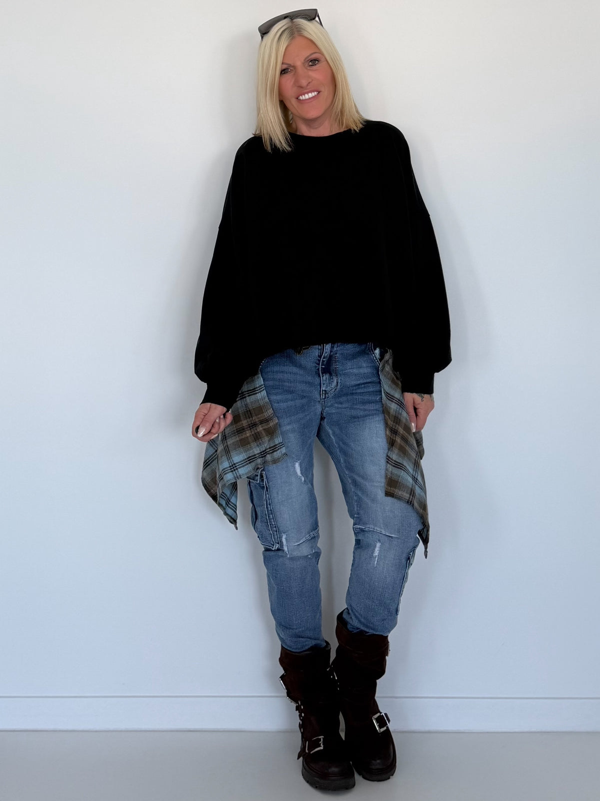 Boxy sweater Smile - black