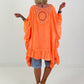 Tunic/dress with crocheted back - neon orange