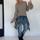 Shirt mit Trompetenärmelchen - taupe