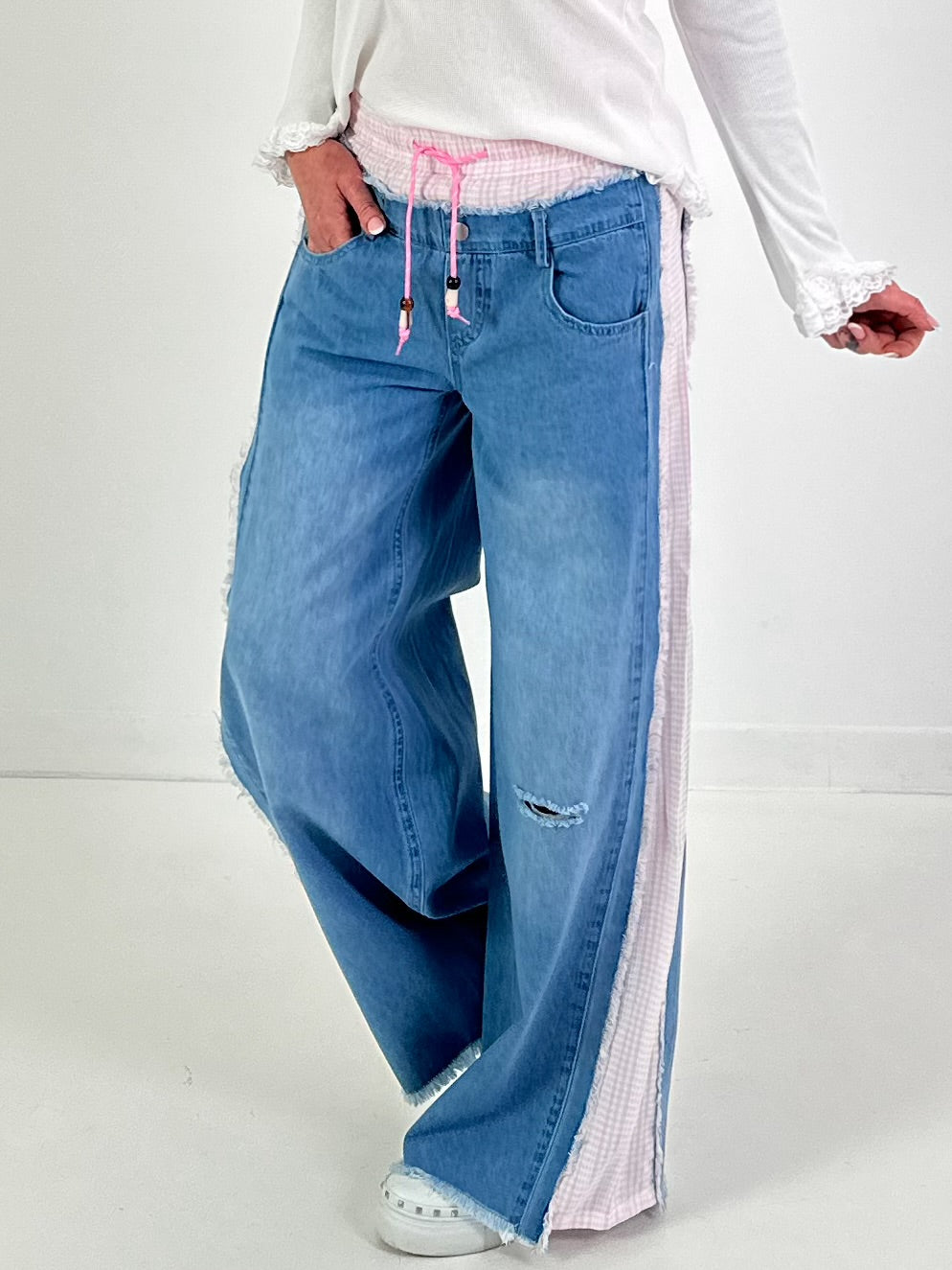 Jeansbroek model "Vichy Layer" - denim roze