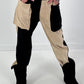 Suede-look trousers, model "Dual Harmony" - black-beige