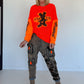Grobstrickpullover mit Sweatärmeln - neonorange