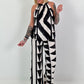 Two-piece outfit with graphic pattern - black and white
