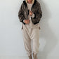 2 in 1 Jacke mit Leo-Print - schwarz