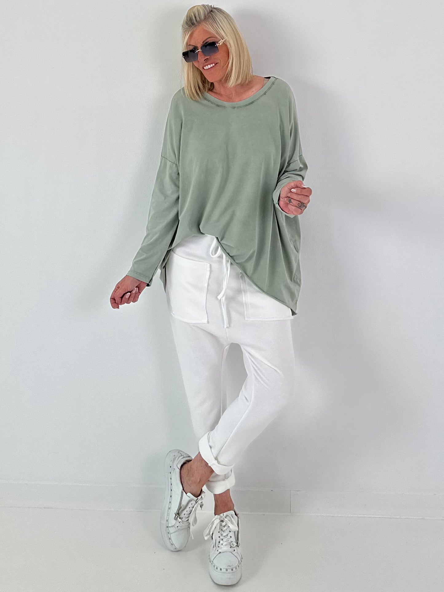 Oversized Shirt stone washed - khaki ( lieferbar ab ca. 16.07.26)
