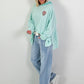 Oversized hoodie with lace hood - mint