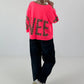 Sweatshirt SWEET mit Leo-Print - neonpink